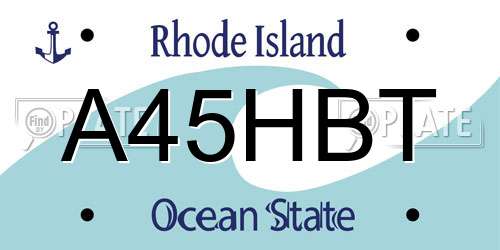 A45HBT Rhode Island License Plate