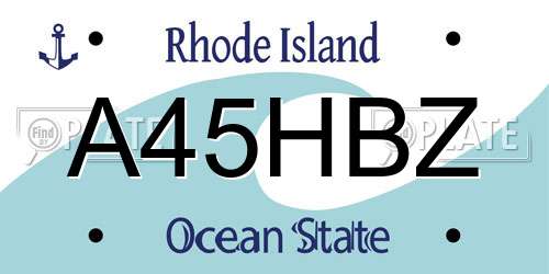 A45HBZ Rhode Island License Plate