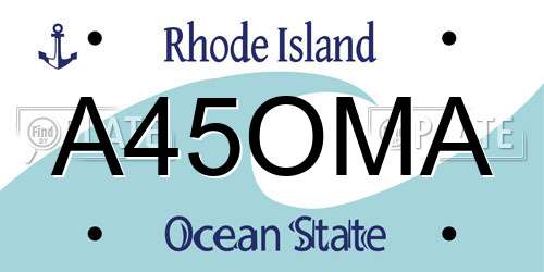 A45OMA Rhode Island License Plate