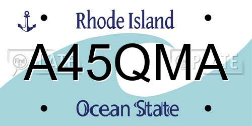 A45QMA Rhode Island License Plate