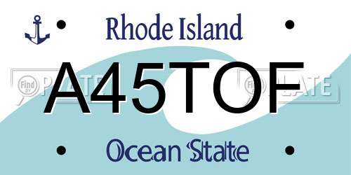 A45TOF Rhode Island License Plate
