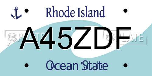 A45ZDF Rhode Island License Plate