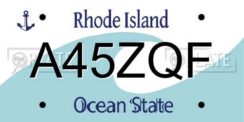 A45ZQF Rhode Island License Plate