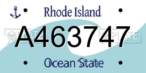 A463747 Rhode Island License Plate