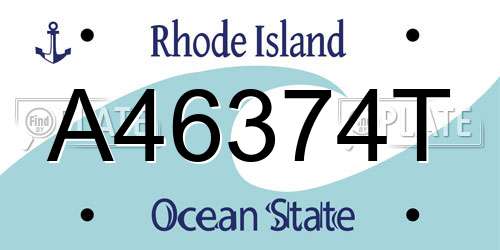 A46374T Rhode Island License Plate