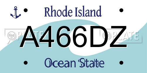 A466DZ Rhode Island License Plate