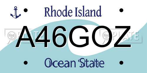 A46GOZ Rhode Island License Plate