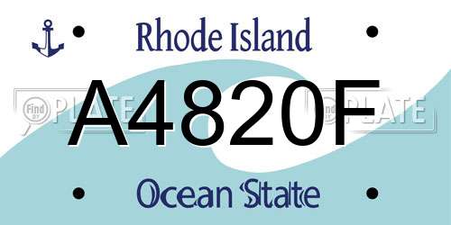 A4820F Rhode Island License Plate