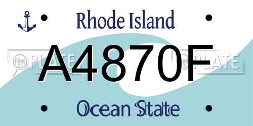 A4870F Rhode Island License Plate