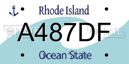 A487DF Rhode Island License Plate