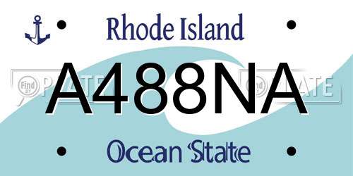 A488NA Rhode Island License Plate