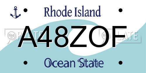 A48ZOF Rhode Island License Plate