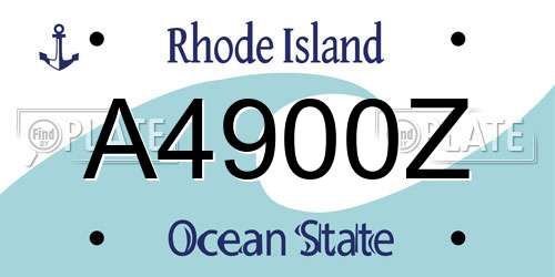 A4900Z Rhode Island License Plate