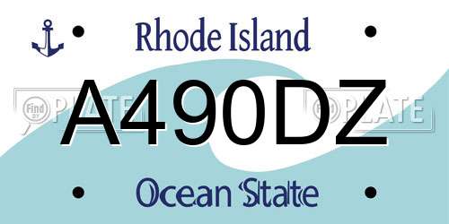 A490DZ Rhode Island License Plate