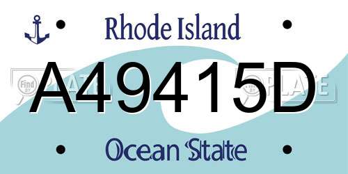 A49415D Rhode Island License Plate