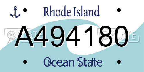 A494180 Rhode Island License Plate