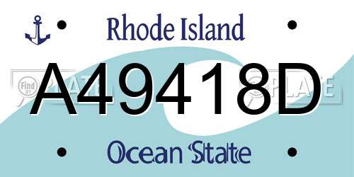 A49418D Rhode Island License Plate