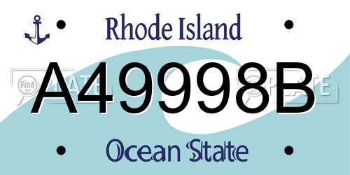 A49998B Rhode Island License Plate