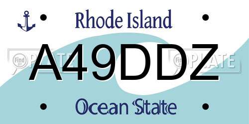A49DDZ Rhode Island License Plate