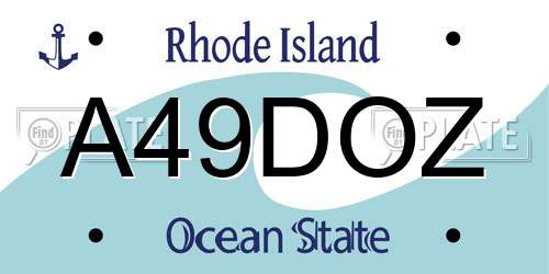 A49DOZ Rhode Island License Plate