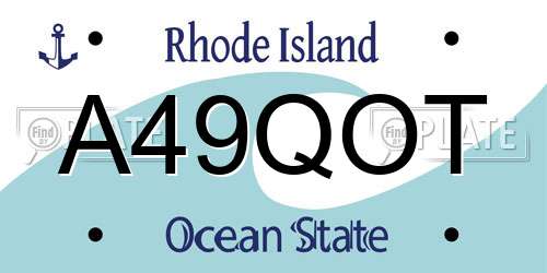 A49QOT Rhode Island License Plate