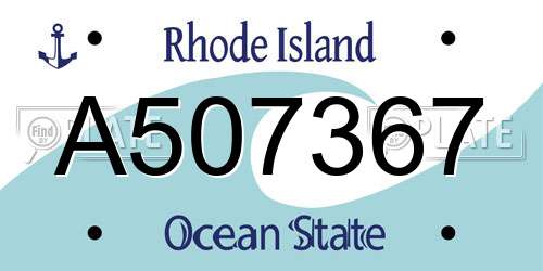 A507367 Rhode Island License Plate