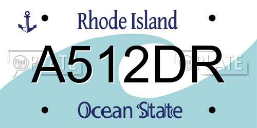 A512DR Rhode Island License Plate