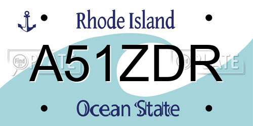 A51ZDR Rhode Island License Plate