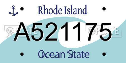 A521175 Rhode Island License Plate