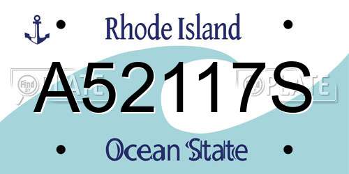 A52117S Rhode Island License Plate