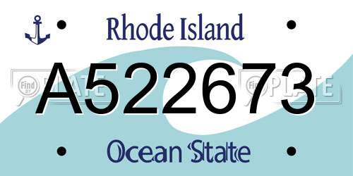 A522673 Rhode Island License Plate