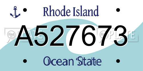 A527673 Rhode Island License Plate