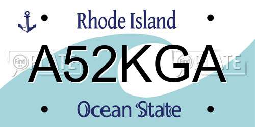A52KGA Rhode Island License Plate