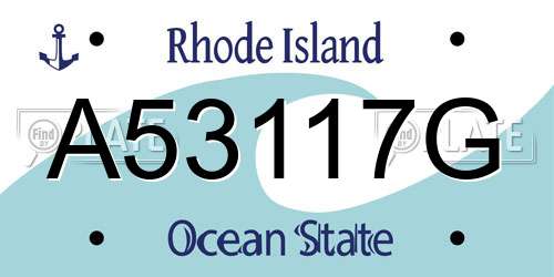A53117G Rhode Island License Plate