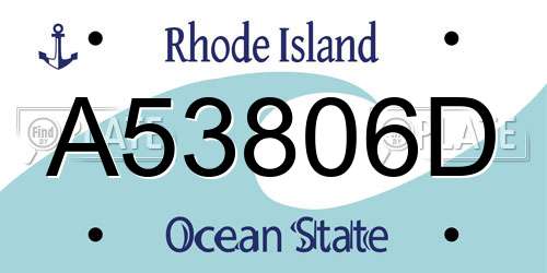 A53806D Rhode Island License Plate