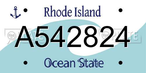 A542824 Rhode Island License Plate