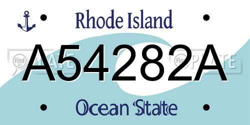 A54282A Rhode Island License Plate