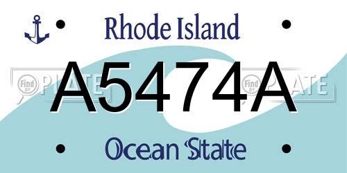 A5474A Rhode Island License Plate