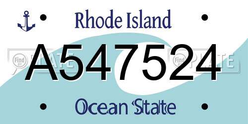 A547524 Rhode Island License Plate