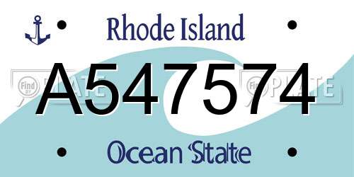 A547574 Rhode Island License Plate