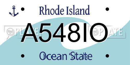 A548IO Rhode Island License Plate