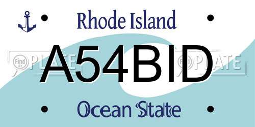 A54BID Rhode Island License Plate