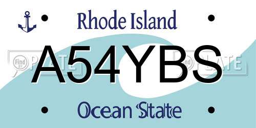 A54YBS Rhode Island License Plate