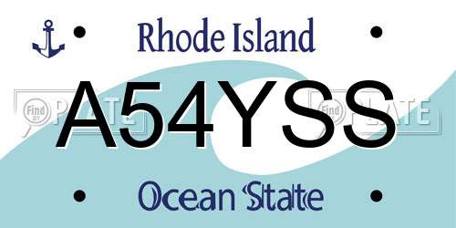 A54YSS Rhode Island License Plate