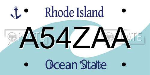 A54ZAA Rhode Island License Plate