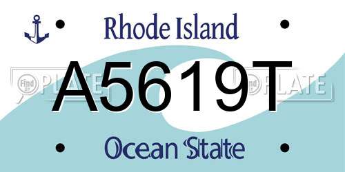 A5619T Rhode Island License Plate