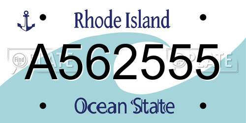 A562555 Rhode Island License Plate