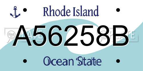 A56258B Rhode Island License Plate