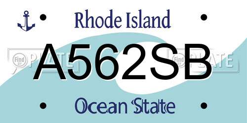 A562SB Rhode Island License Plate