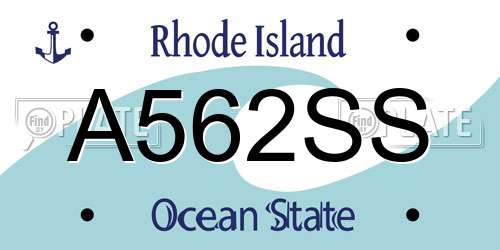 A562SS Rhode Island License Plate